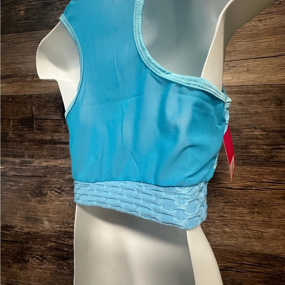 Leo Poldo Blue Racerback Sports Bra with Textured Design Size S/M - Picture 6 of 6